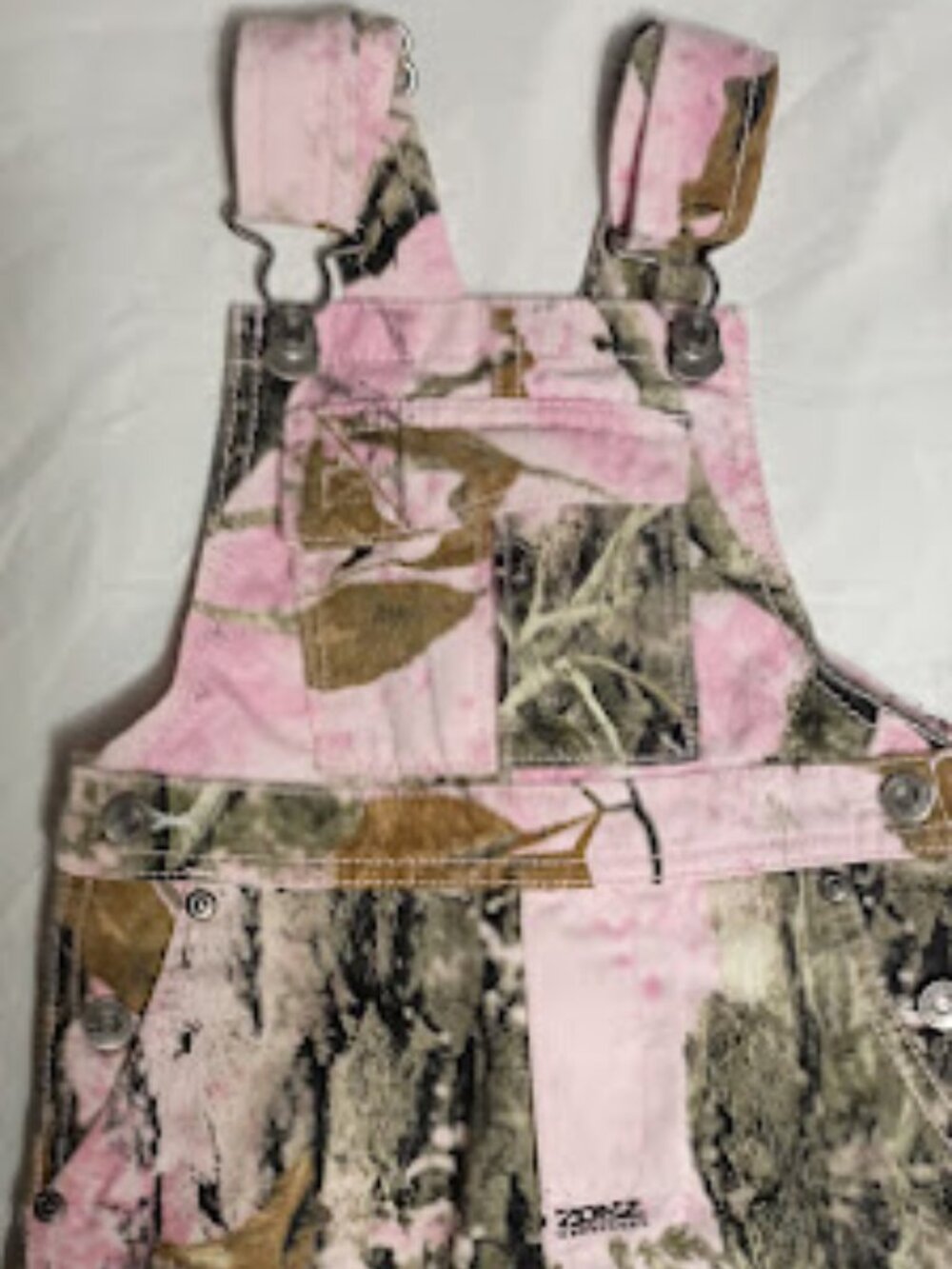 Cabela's Pink Zonz Woodlands Camo Denim Overalls 2T